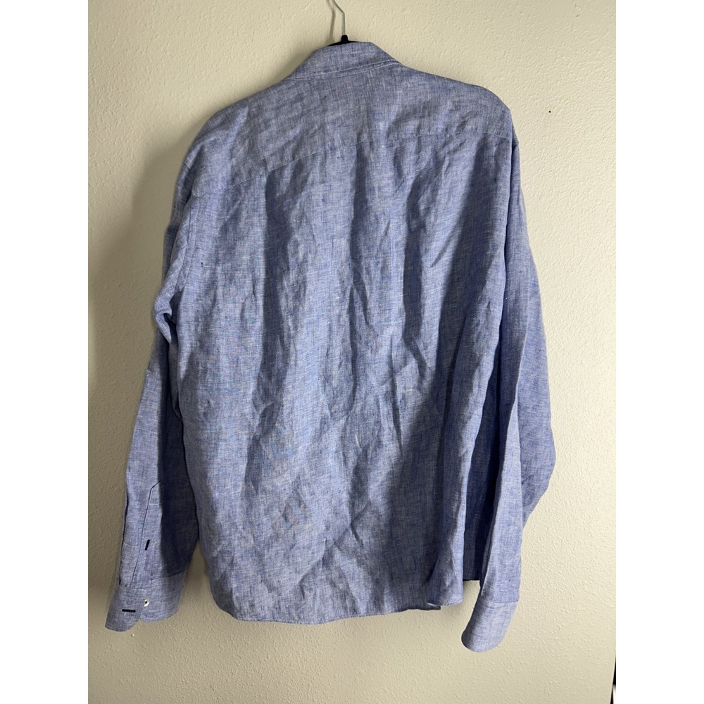 UNTUCKit Men's 100% Linen Button Down Shirt Solid Blue Long Sleeve XL XLARGE - Picture 3 of 10